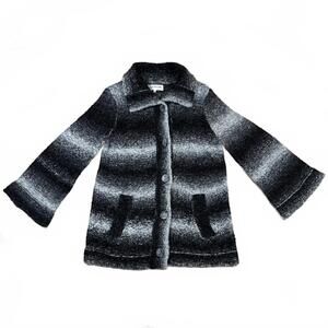 Women’s Sweater Black Gray Ombre Stripe S Vintage